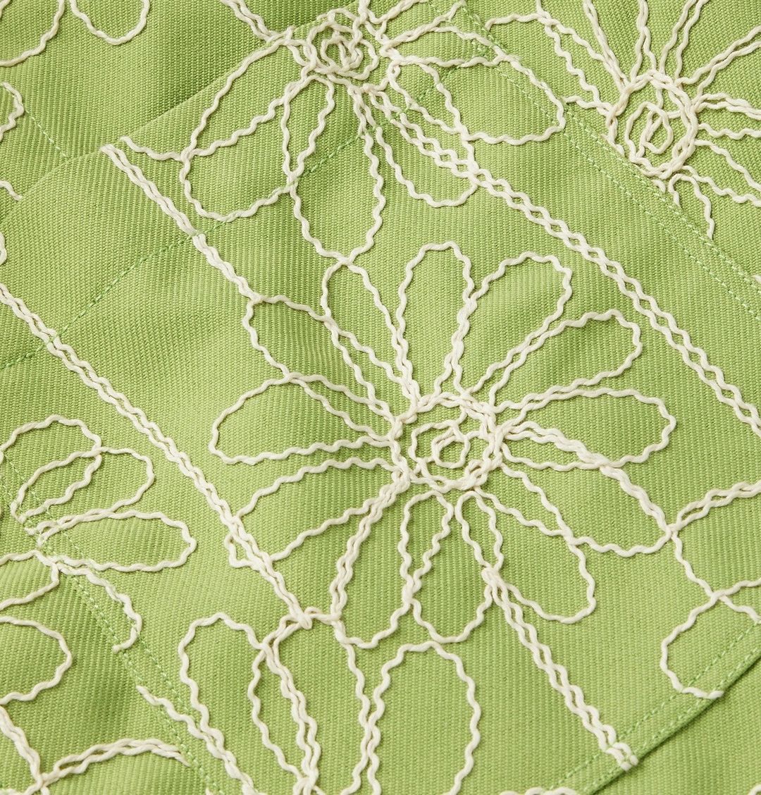 Jean Camp-Collar Embroidered Twill Shirt - Green #5