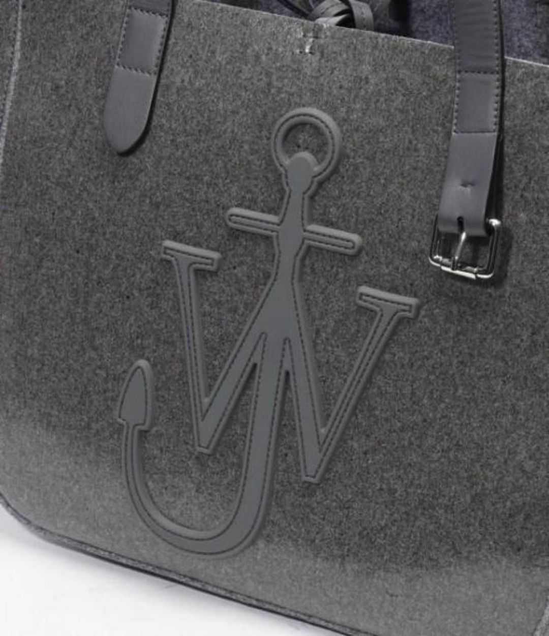 Grey felt & leather belt-handle large tote bag #3