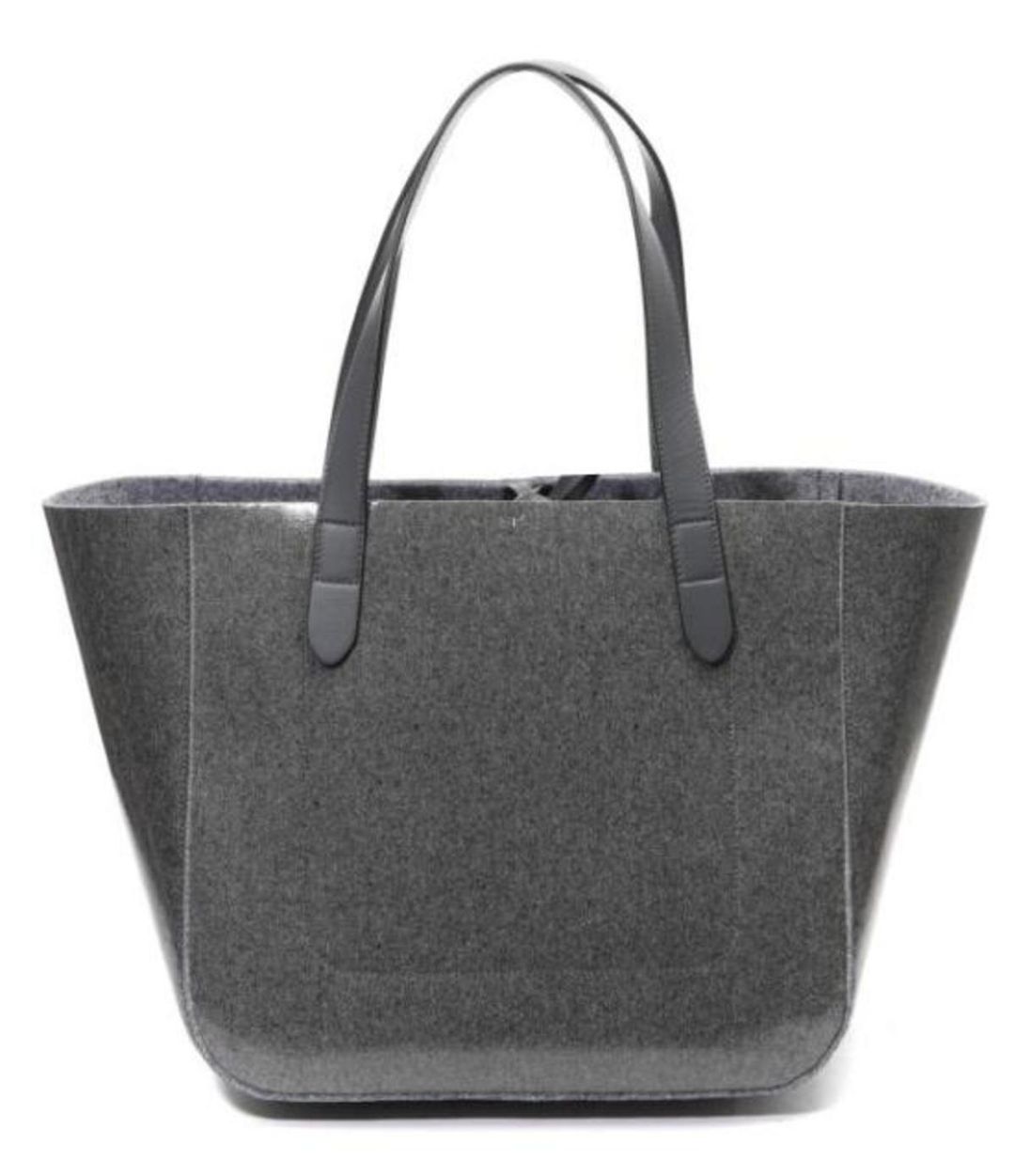 Grey felt & leather belt-handle large tote bag #4