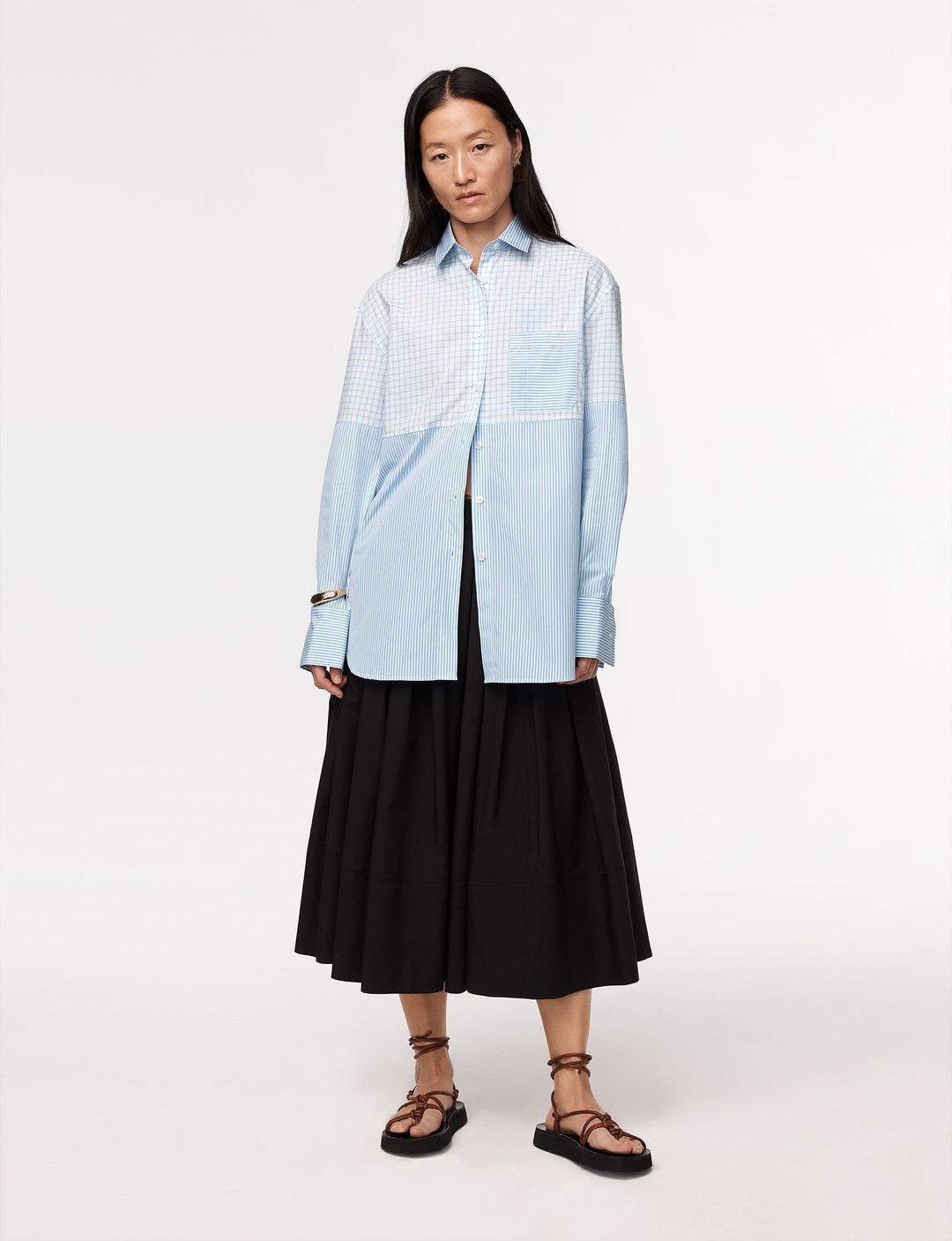 Pattern Oversized Men's Shirt | White/Blue