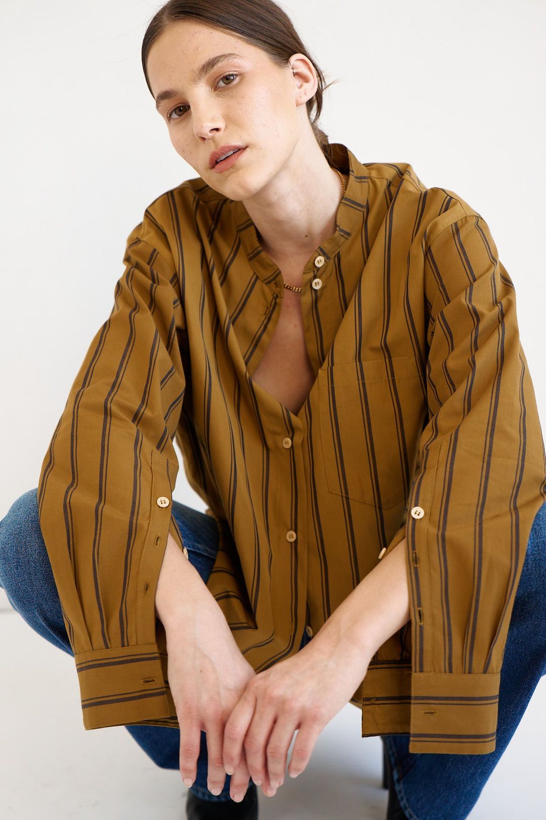 The Editor Shirt in Goldenrod Stripe