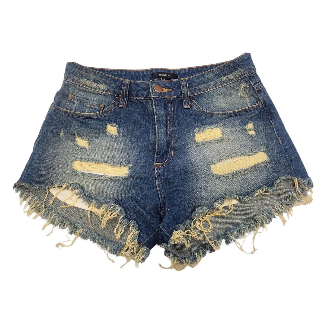 Forever 21 Blue Jean Shorts Frayed Hem #4