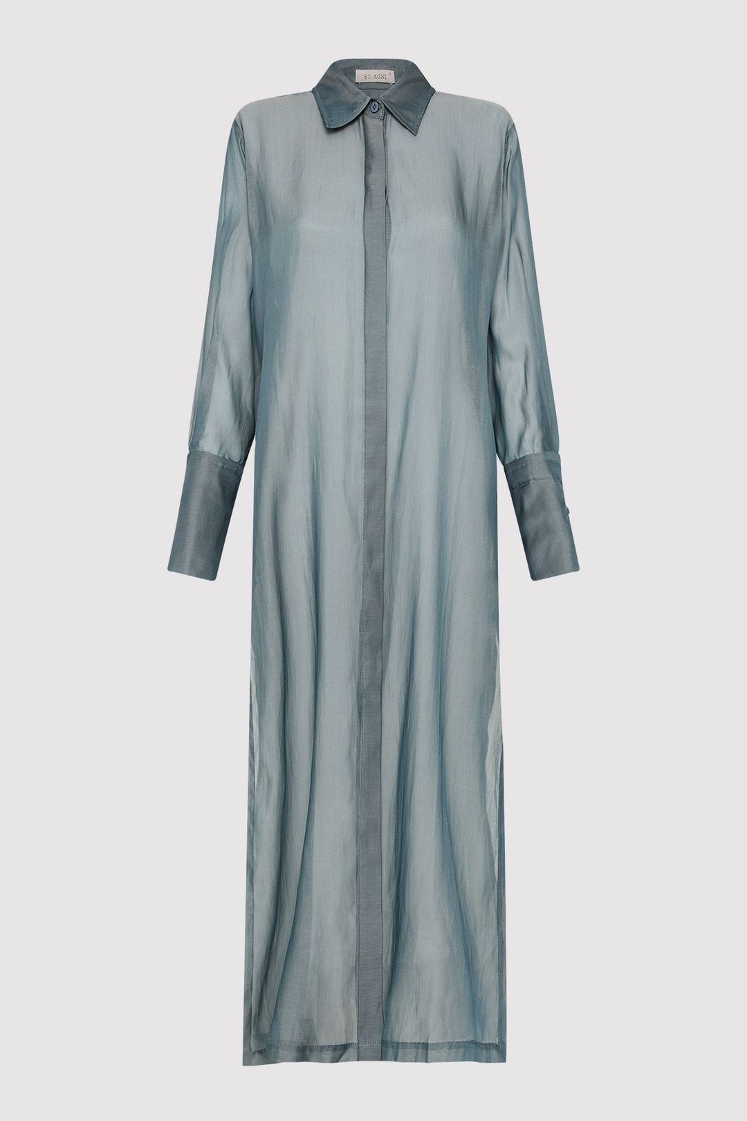 Sheer Shirt Dress - Slate #7