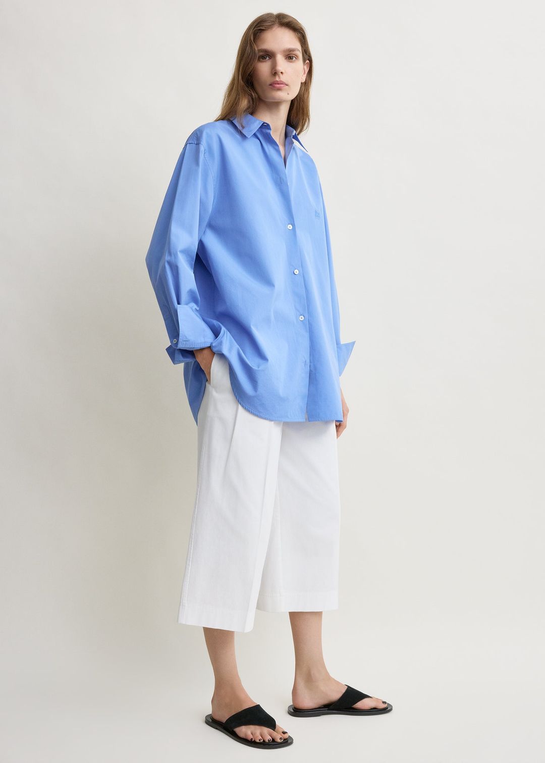 Cotton summer shirt cornflower