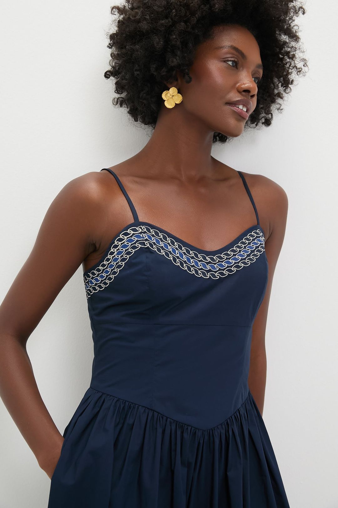 Navy High Tide Embroidered Stripe Gabriella Dress #6