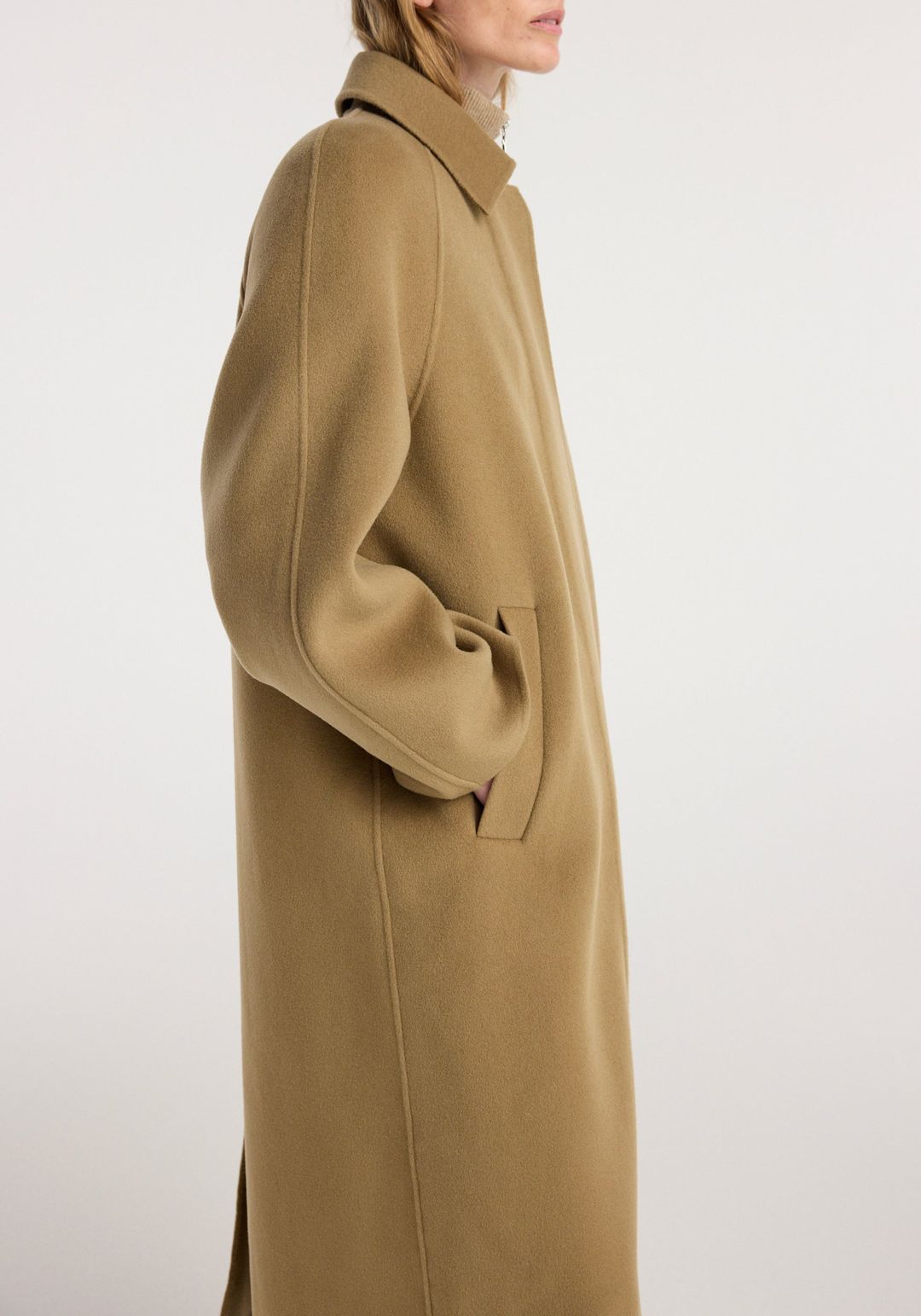Double-faced wool padded coat | camel #4