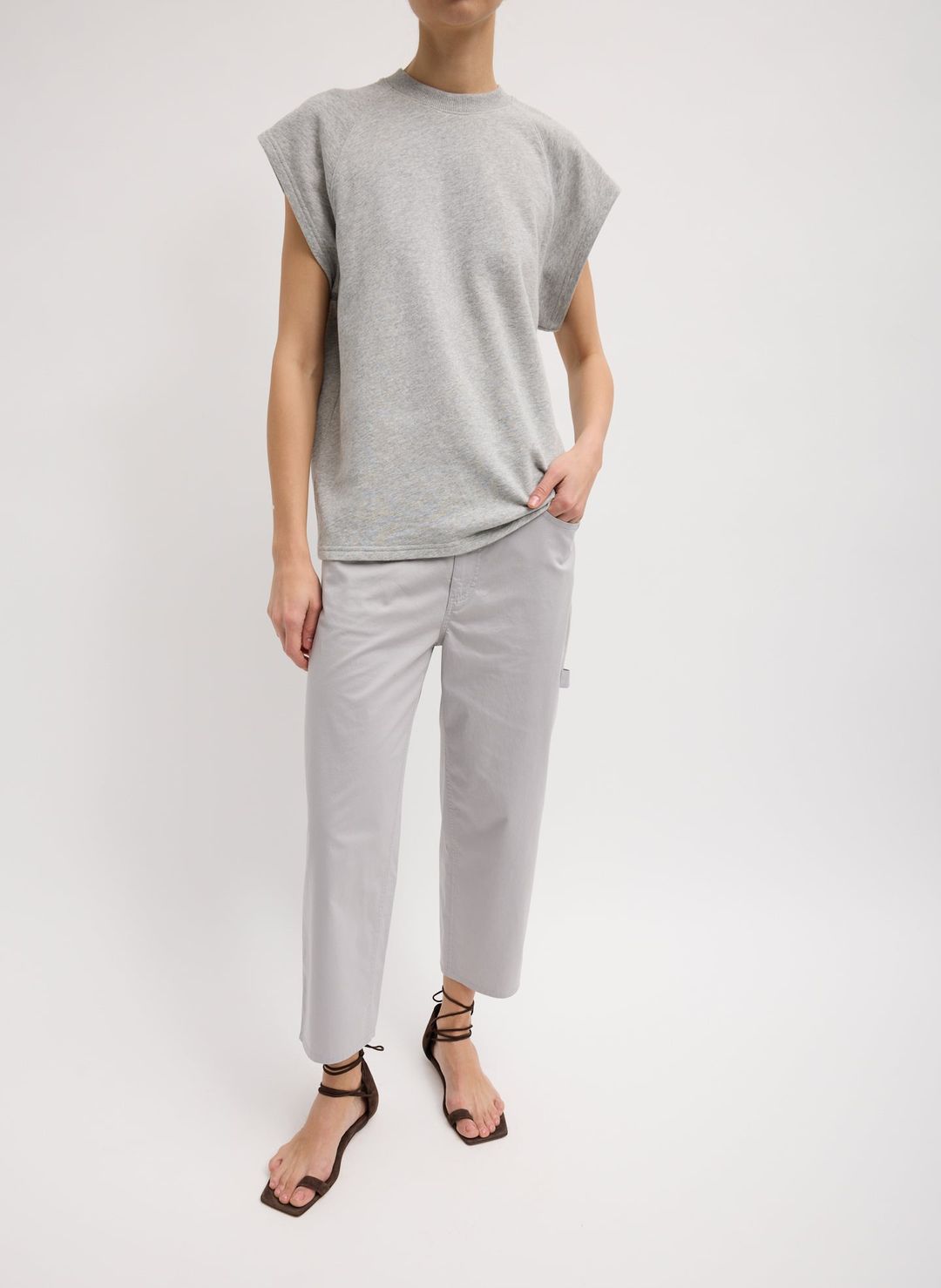 Garment Dyed Silky Cotton Cropped Slouchy Cargo Jean #2