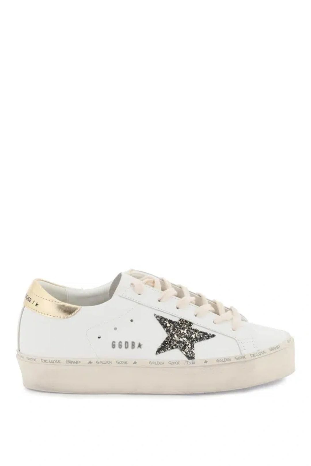 Hi Star Leather Sneaker In White/Gold/Silver