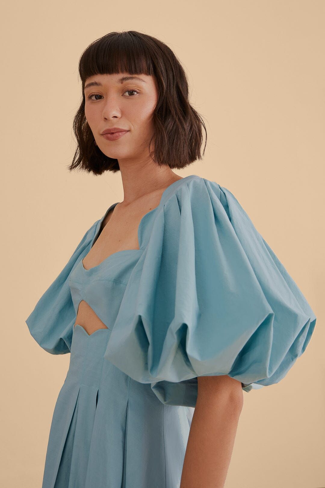 Grey Blue Cut Out Midi Dress #3