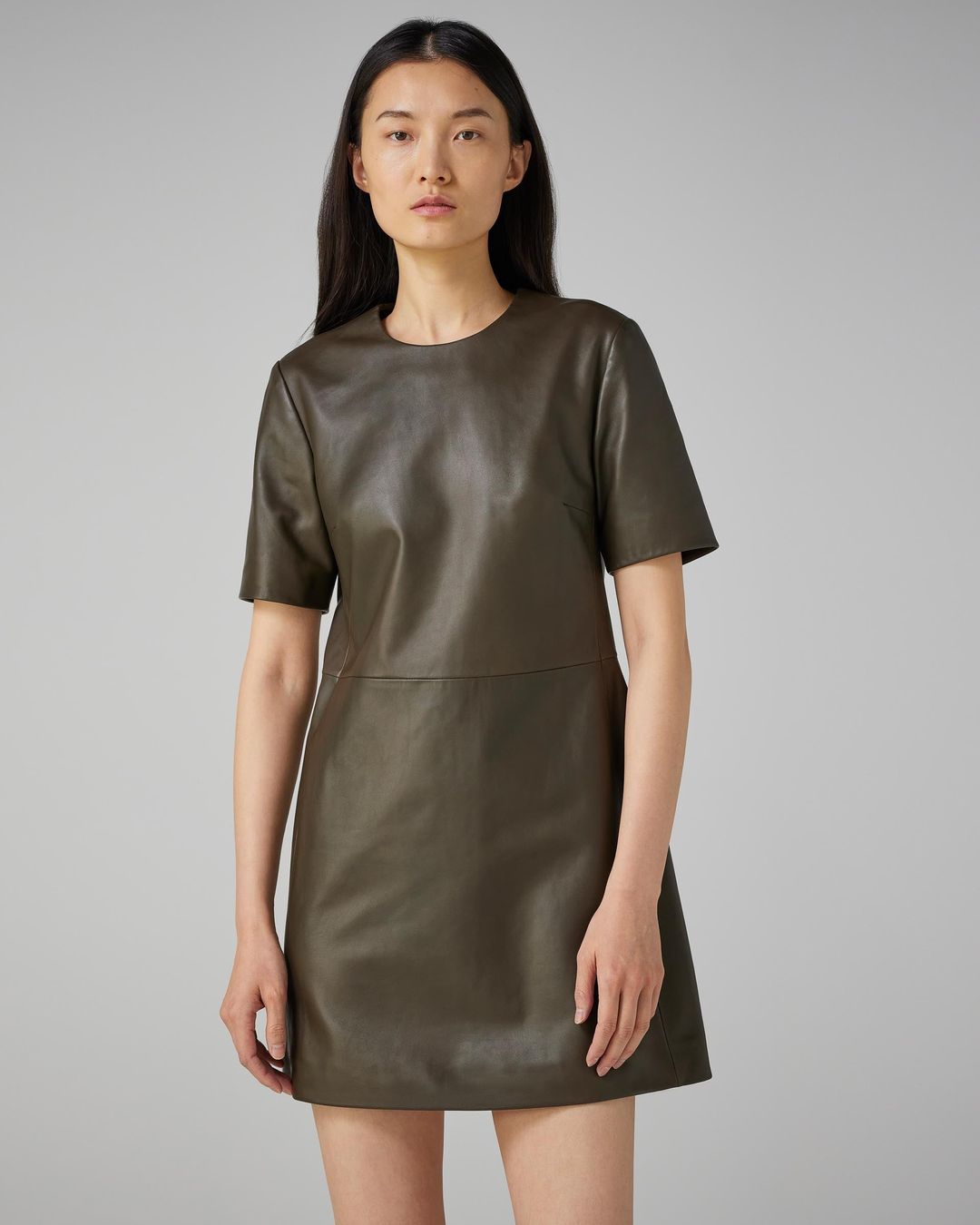 Tabitha Dress in Leather- Tobacco