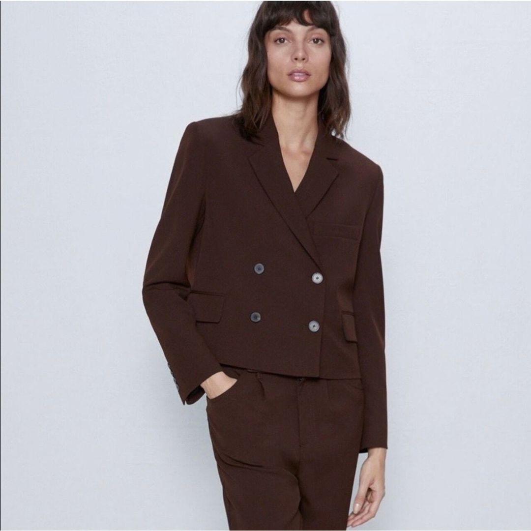 Zara Double Breasted Cropped Jacket #10