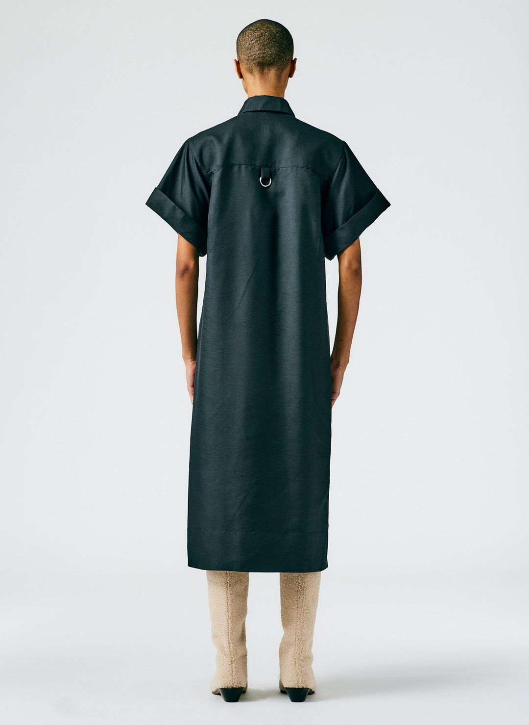 Devin Lightweight Tech Twill Rolled Sleeve Shirtdress #4