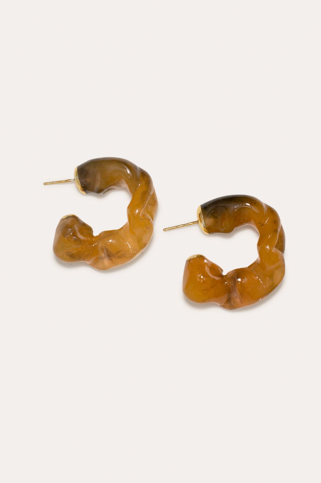 Ruffle - Tortoise Shell Bio Resin and Gold Vermeil Earrings