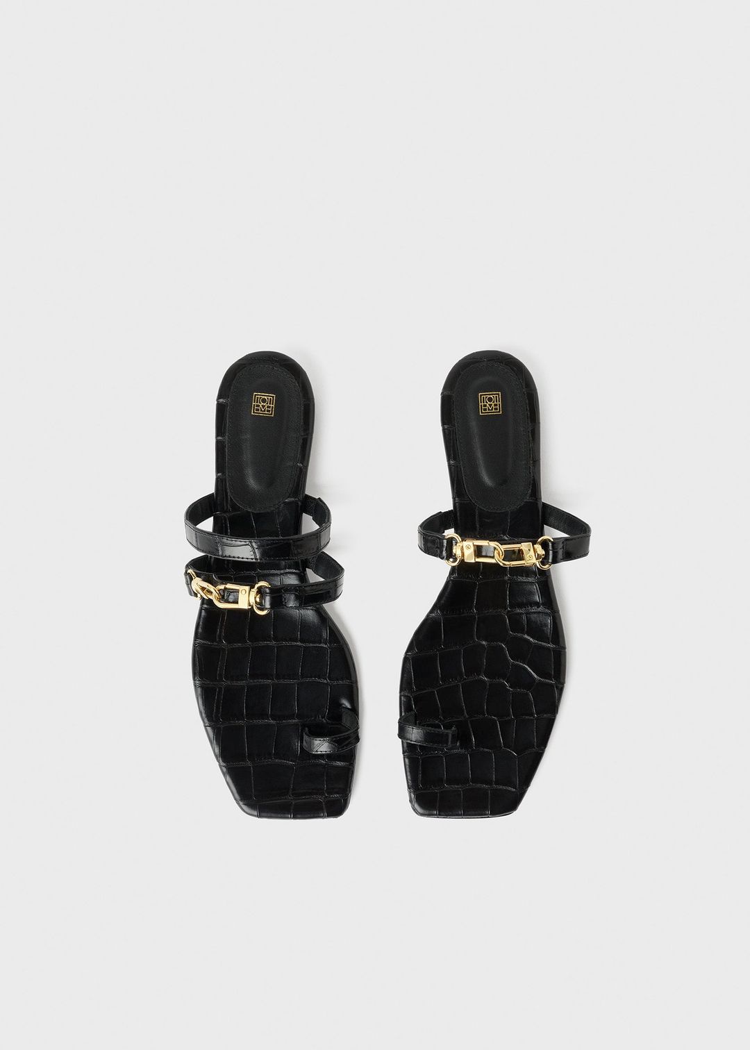 The Double Clasp Flat black croco