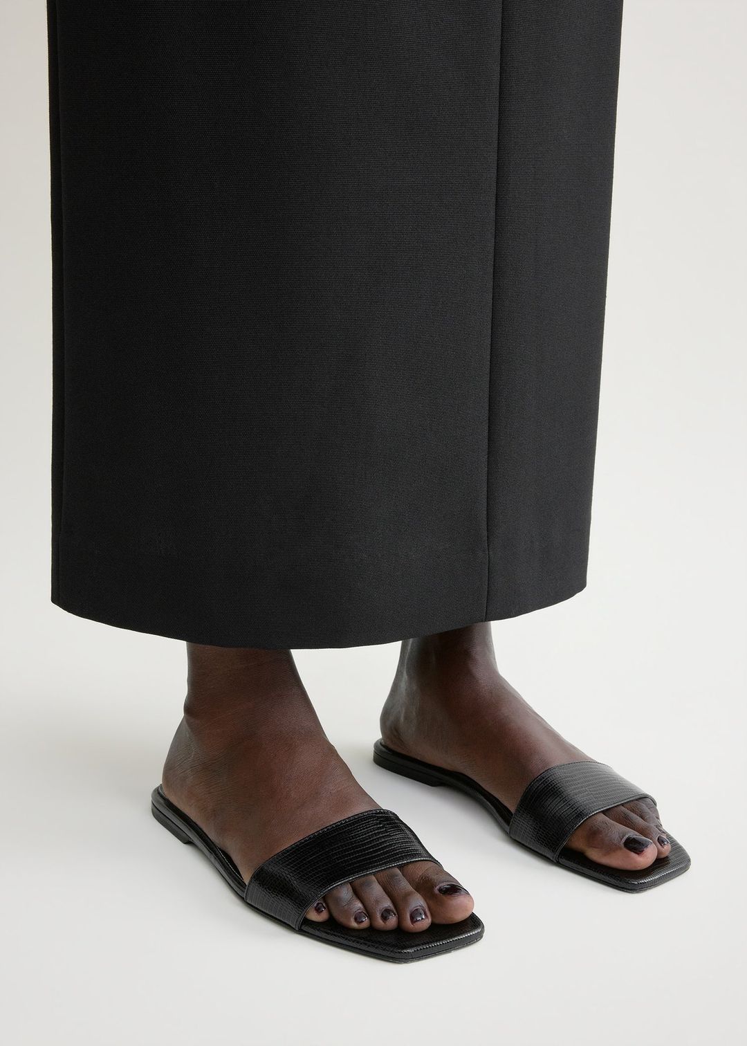 Slim lizard-embossed bandeau slides black #3