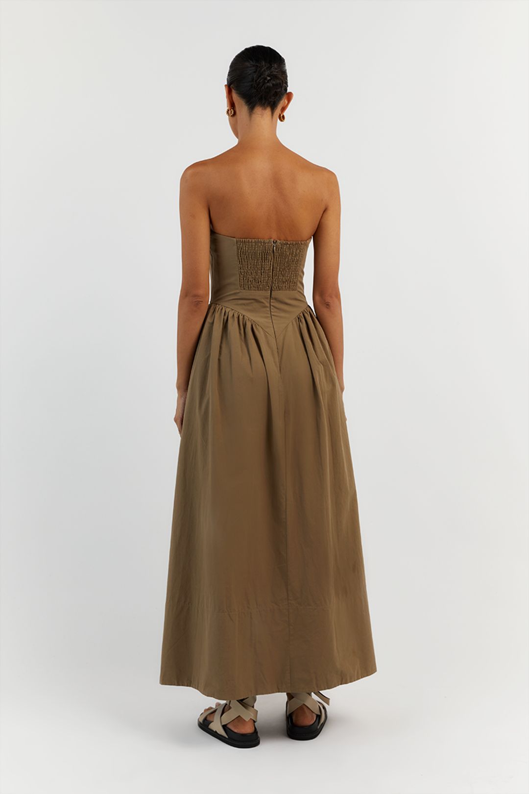 HYLAND COFFEE STRAPLESS MIDI DRESS #4