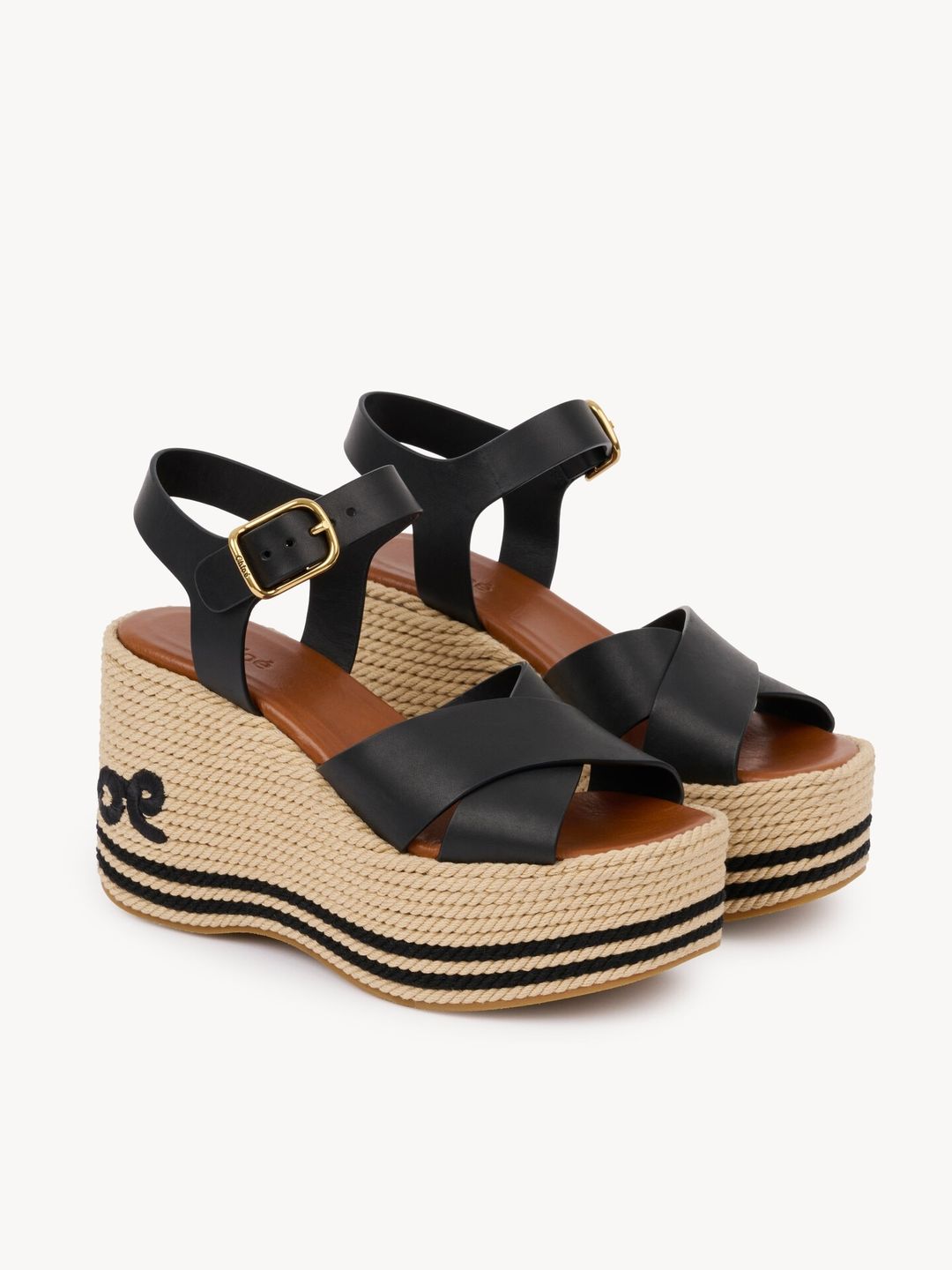 CHLOÉ Black Piia Wedge Heeled Sandals #3