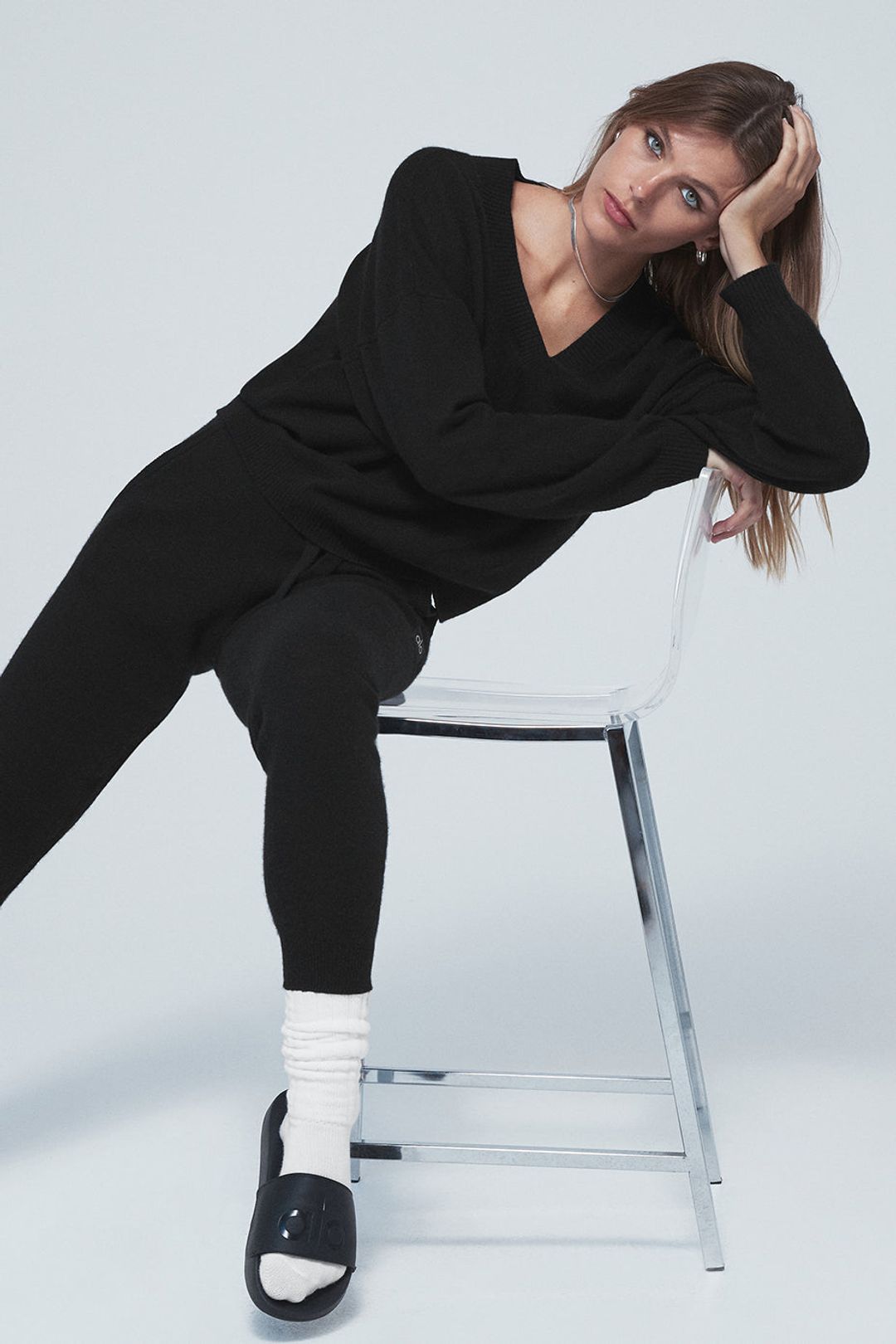 Cashmere Jet Set V-Neck Pullover - Black #5