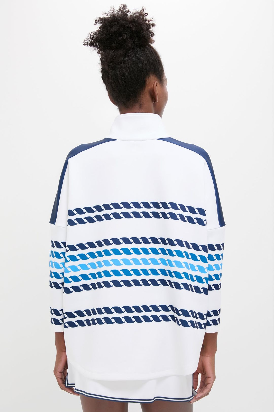 White and Blue Tricolor Stripe Hudson Quarter Zip #4