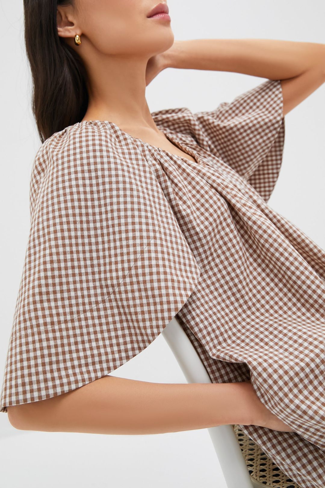 Mocha Cotton Gingham Finn Dress #6