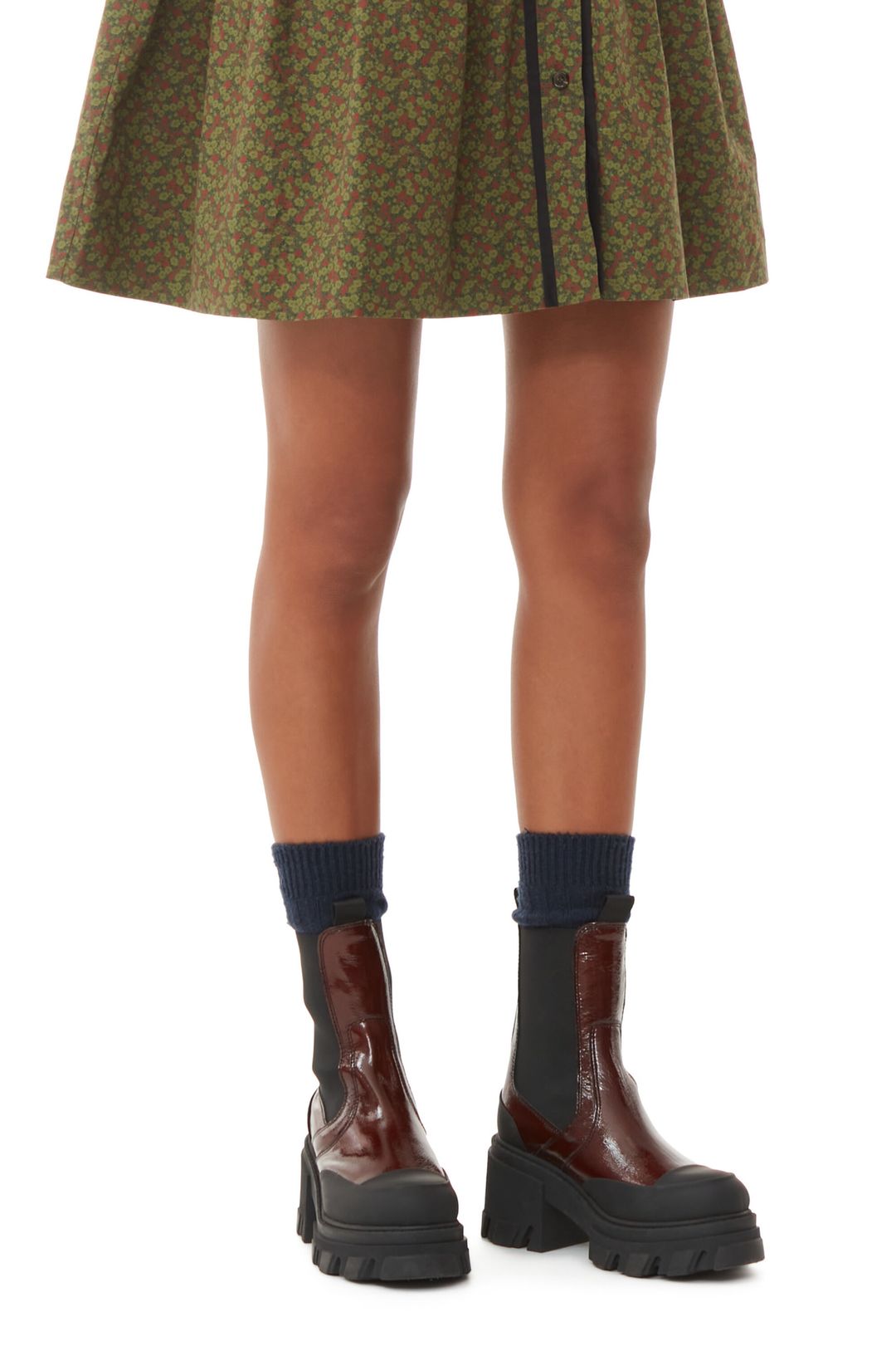 Cleated Heeled Mid Chelsea Boots