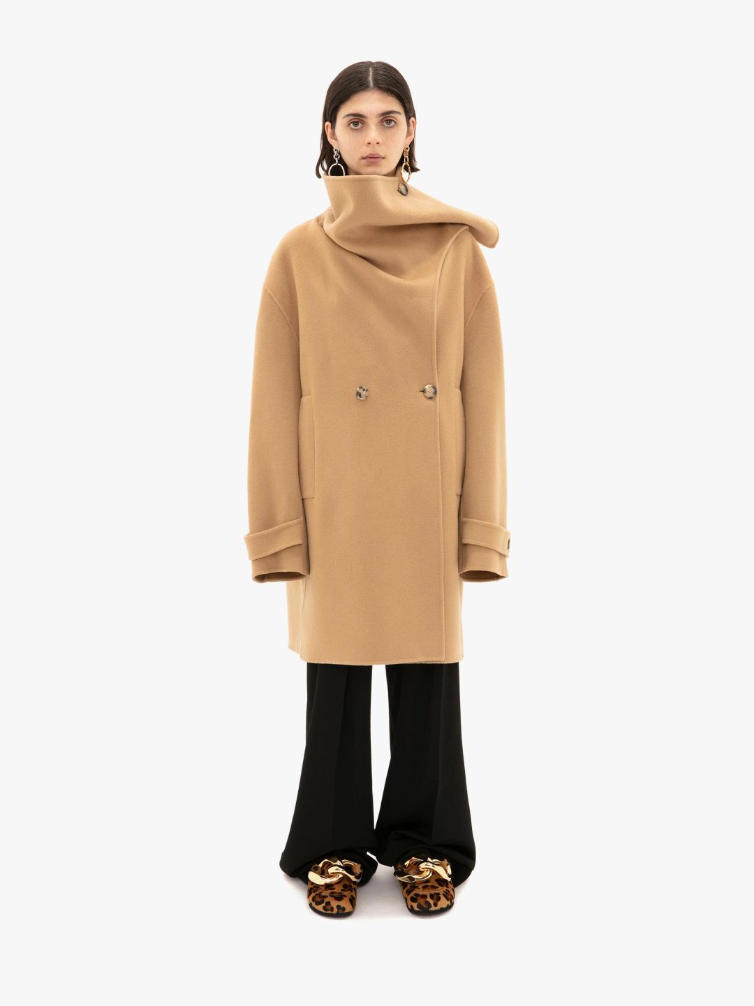 Short Scarf Coat in Camel #2