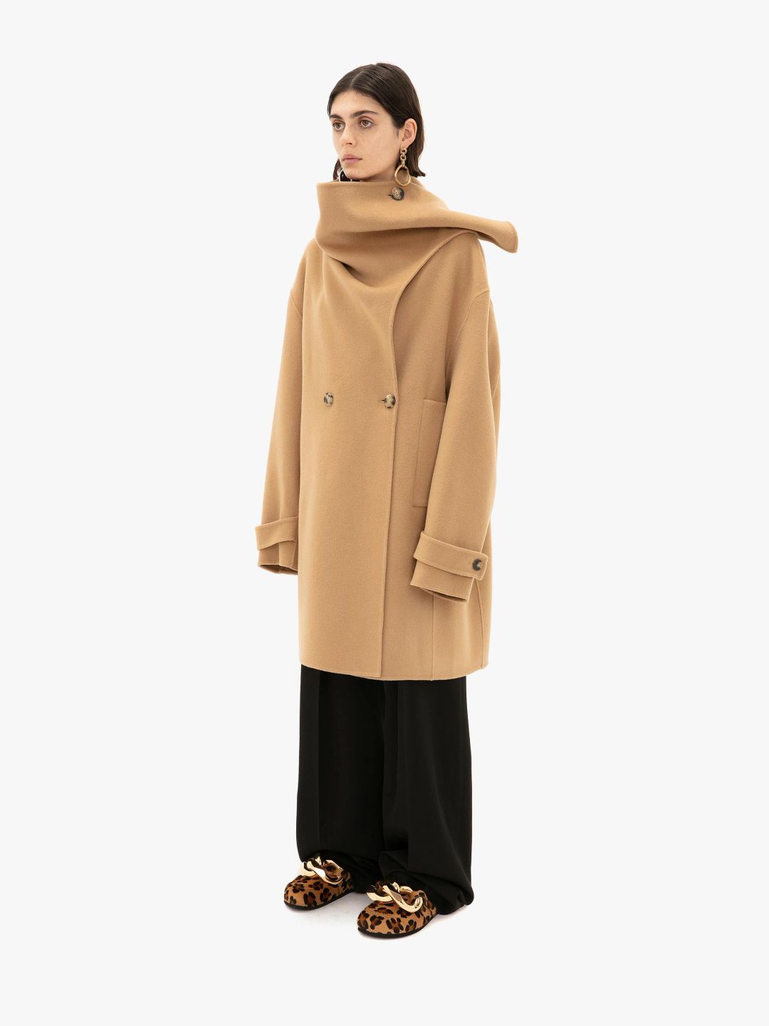 Short Scarf Coat in Camel #3