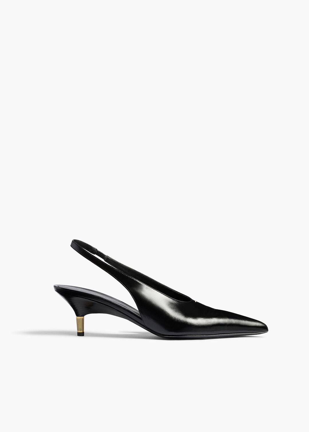 Bella Low Pump in Black Glazed Leather