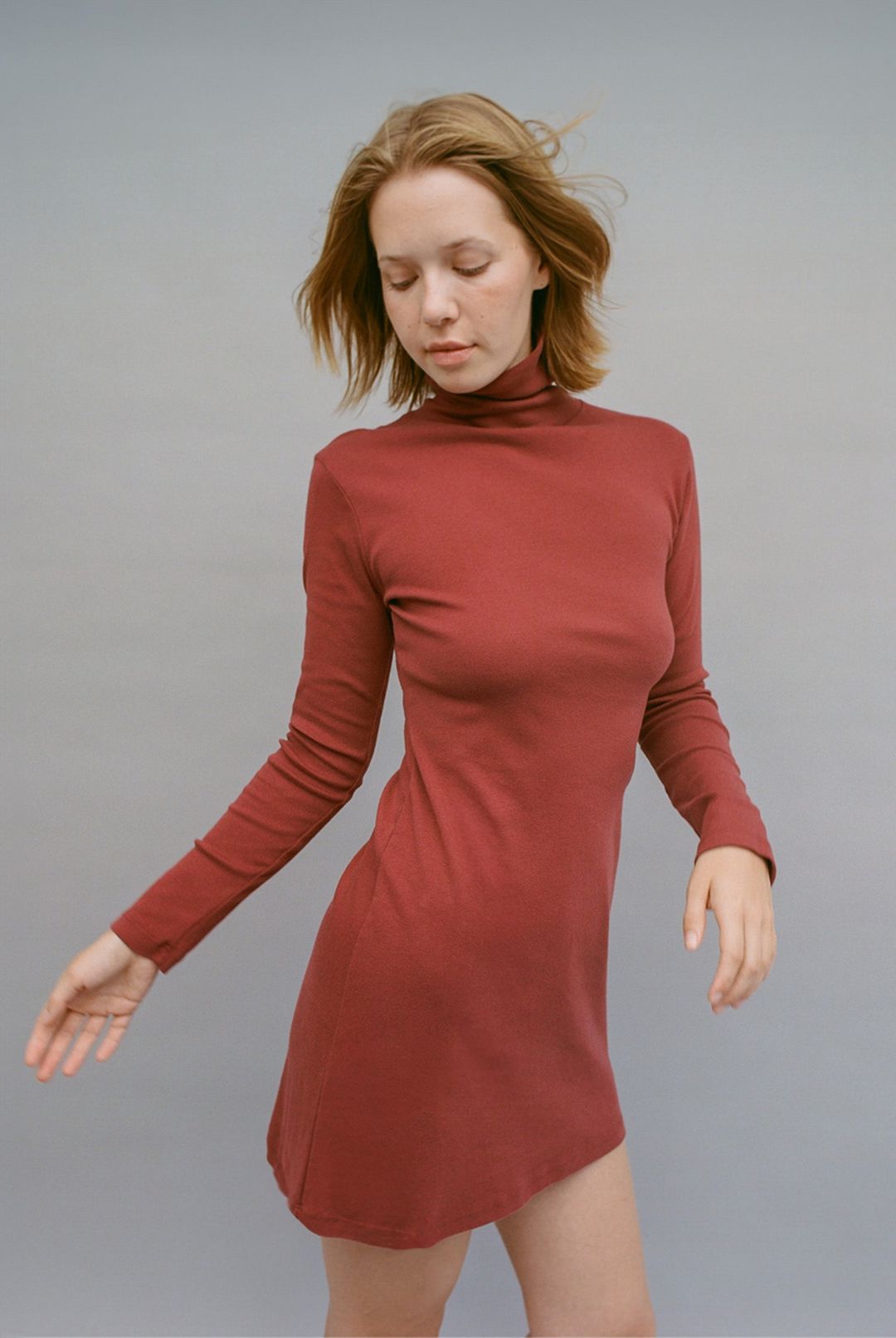 Turtleneck L/S Bellevue Mini Dress - Sangria #3