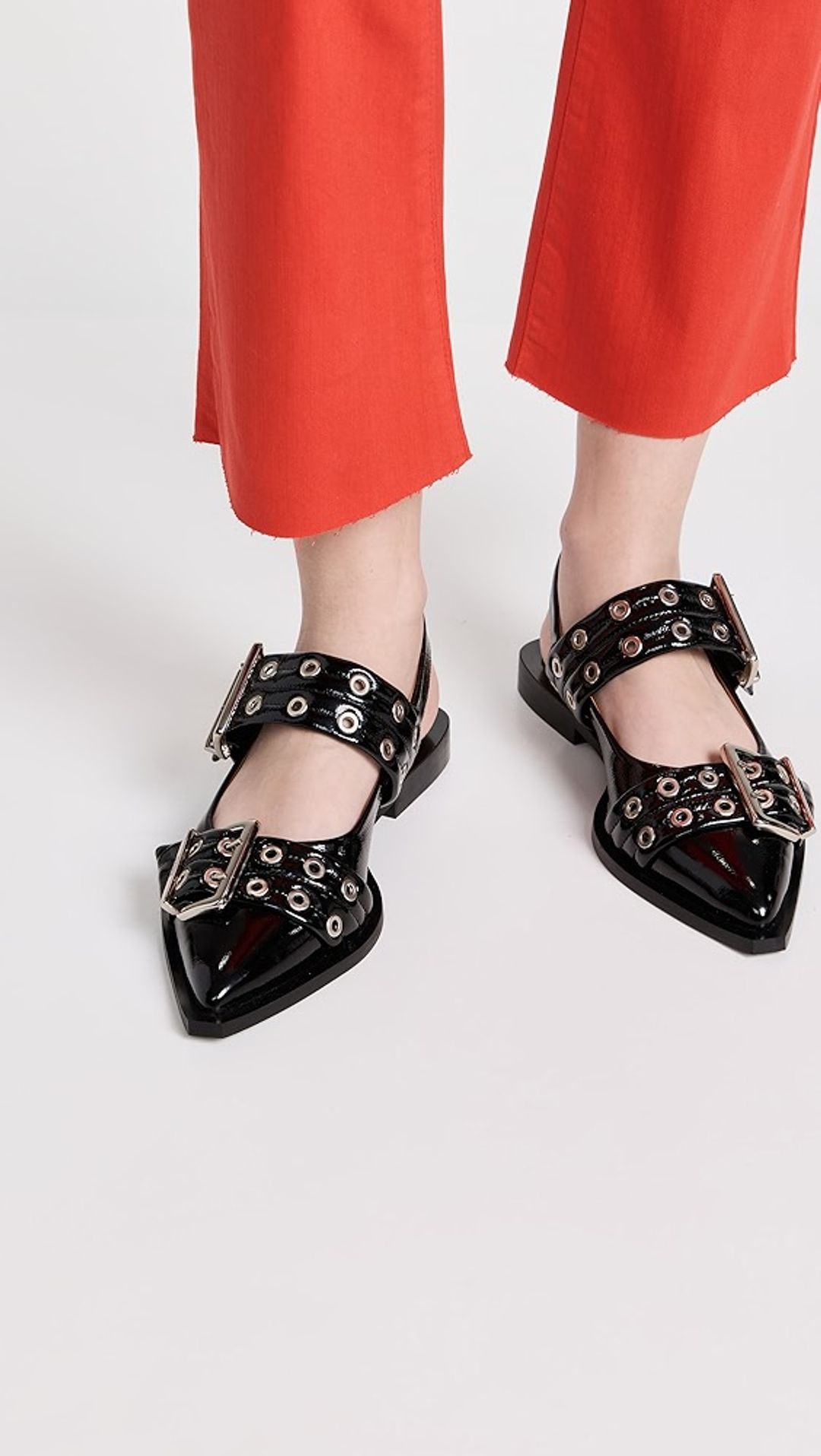Wide Welt Buckle Ballerina Flats