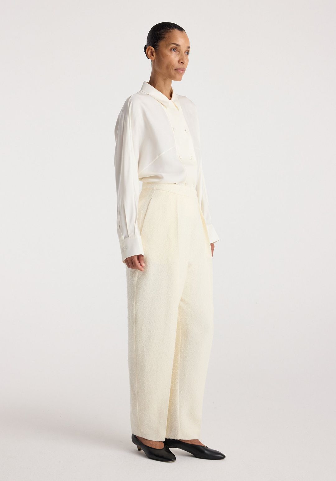 Puck - Sculptural bouclé tailored trousers | cream