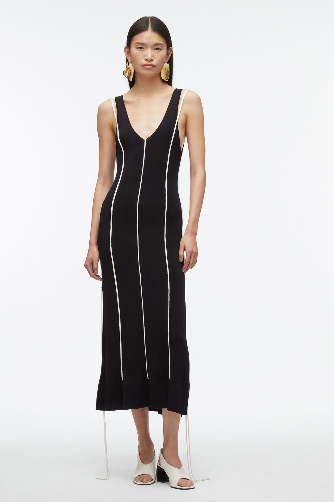 V-Neck Tank Dress with Piping #3