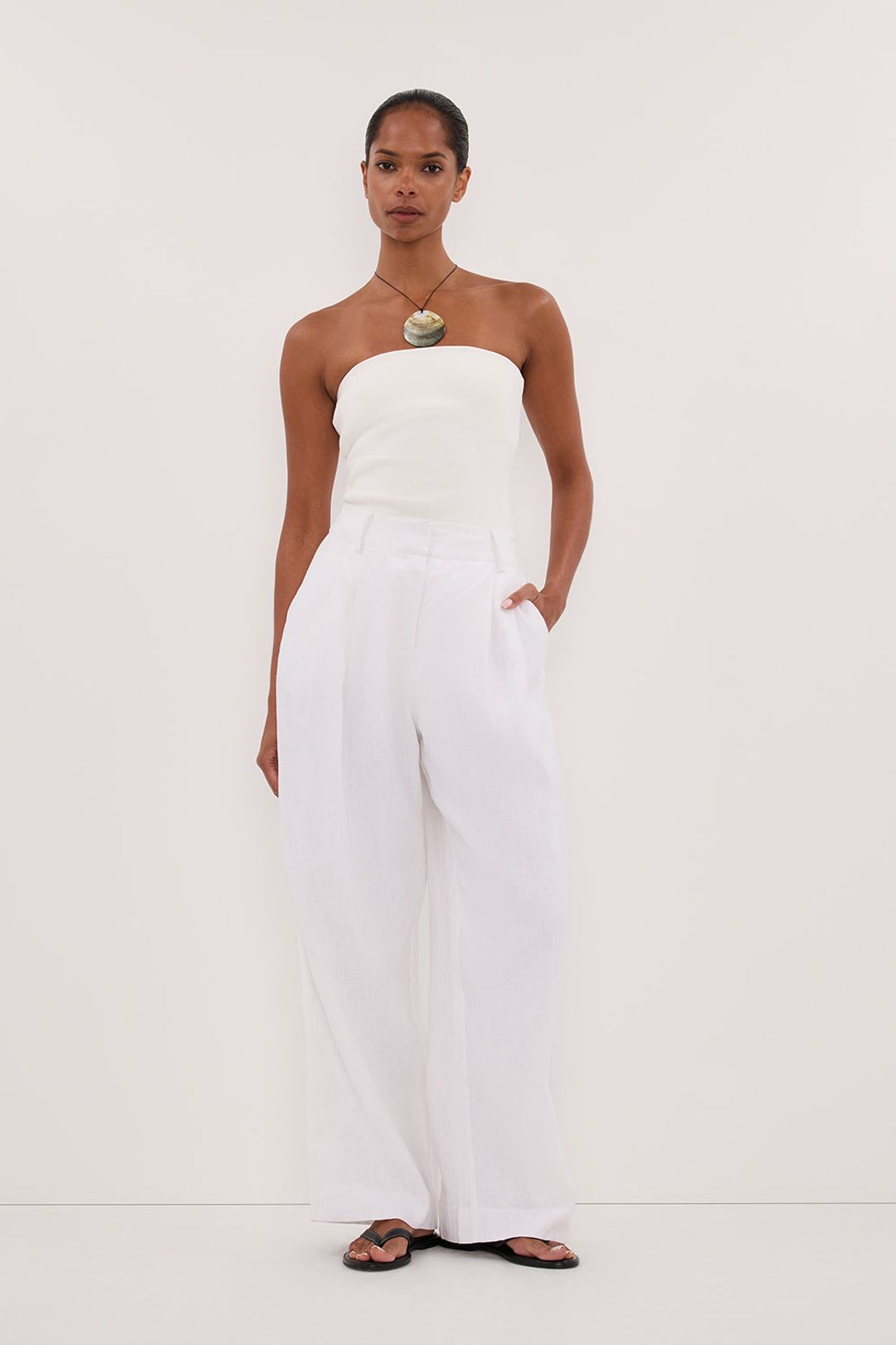 FRAN WHITE LINEN PANT