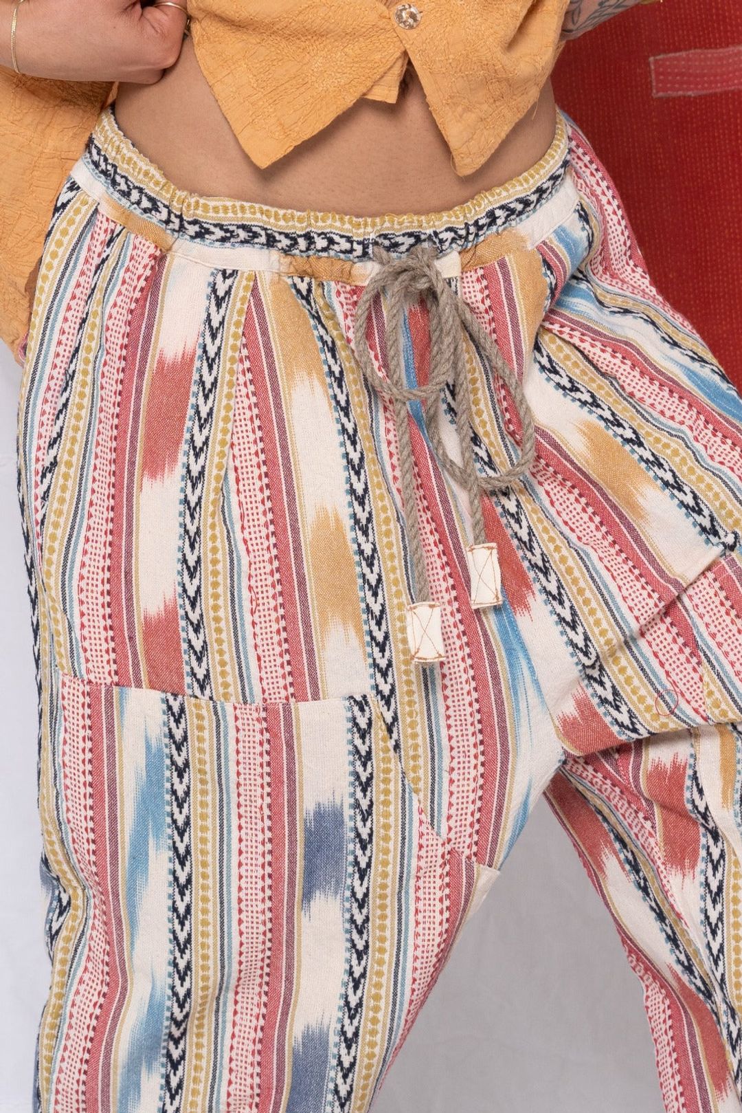 P70 Pleated Easy Pant Cotton St. Tropez Ikat Fabric Rinse #3