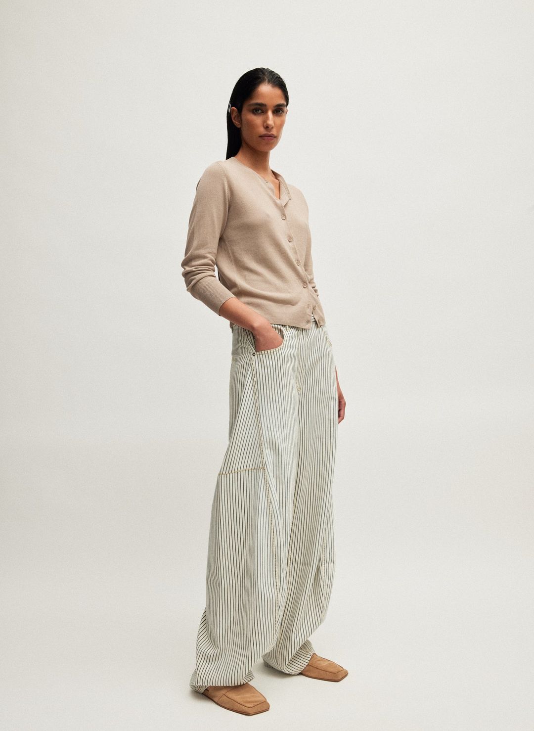 Stone Washed Striped Denim Sid Jean