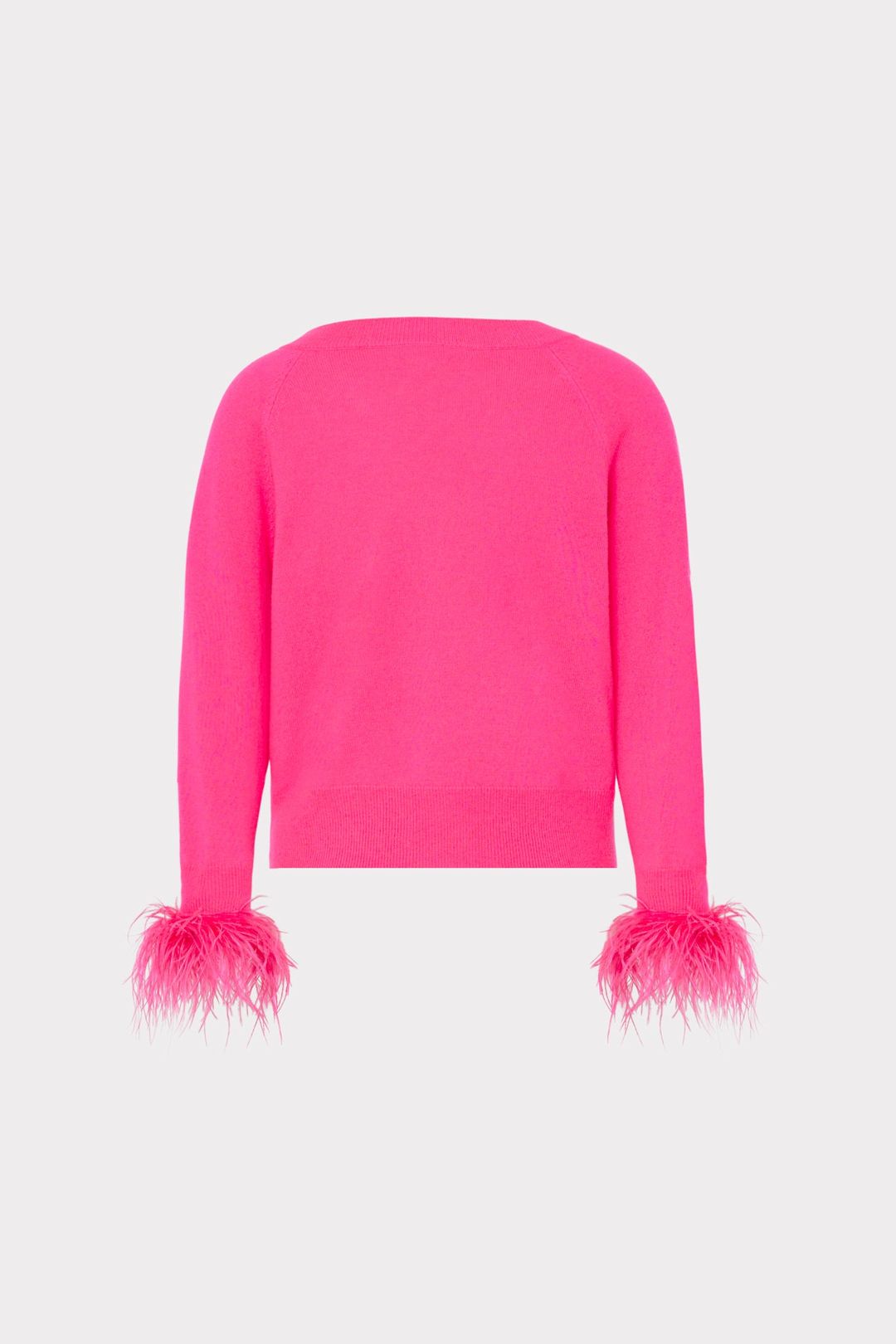 Feather Cuff V-neck Sweater #4