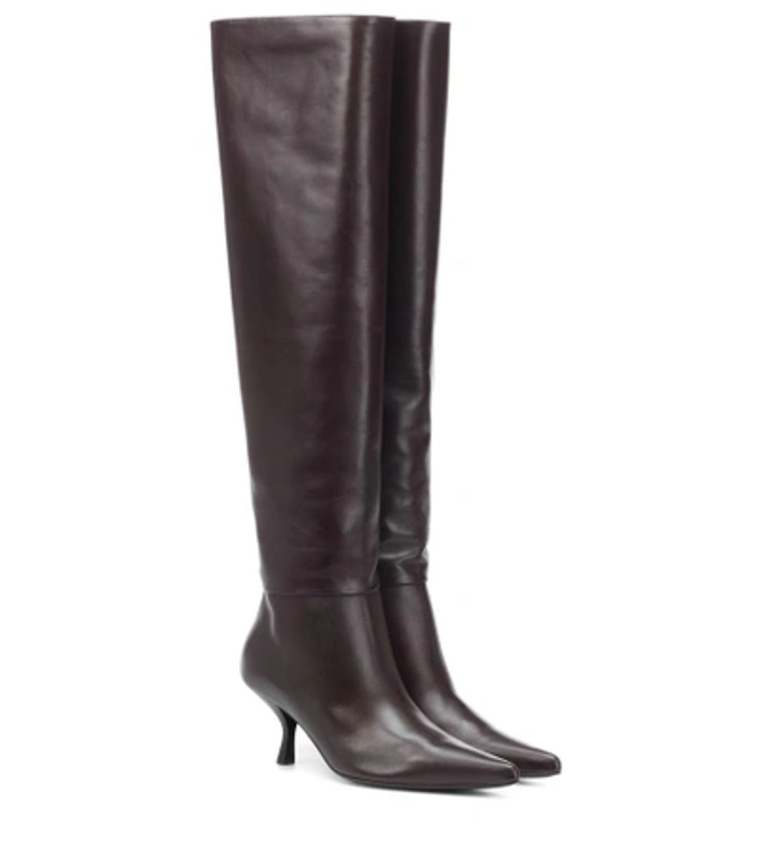 Bourgeoisie Knee-high Leather Boots In Brown #6