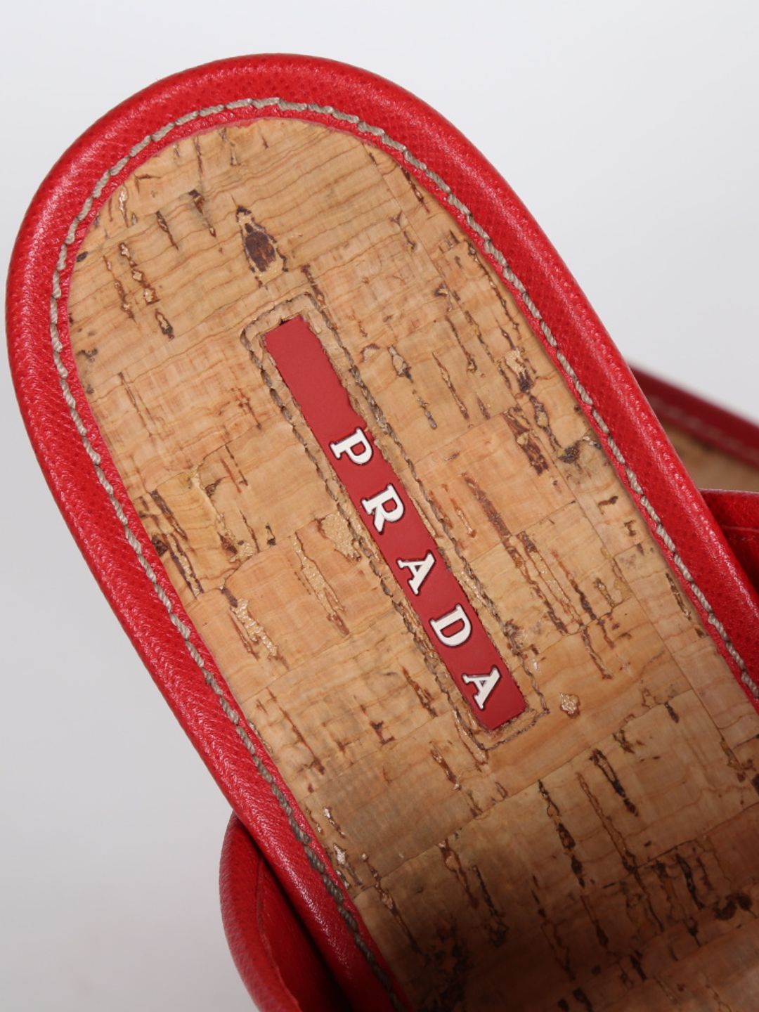 Red Leather Cork Platforms Sandals #5