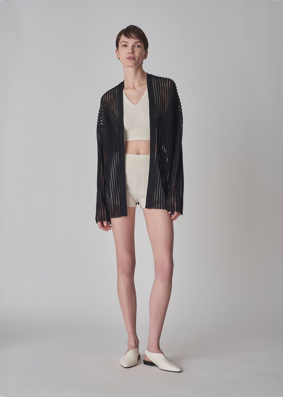 Cardigan in Cashmere Silk Knit- Black #4