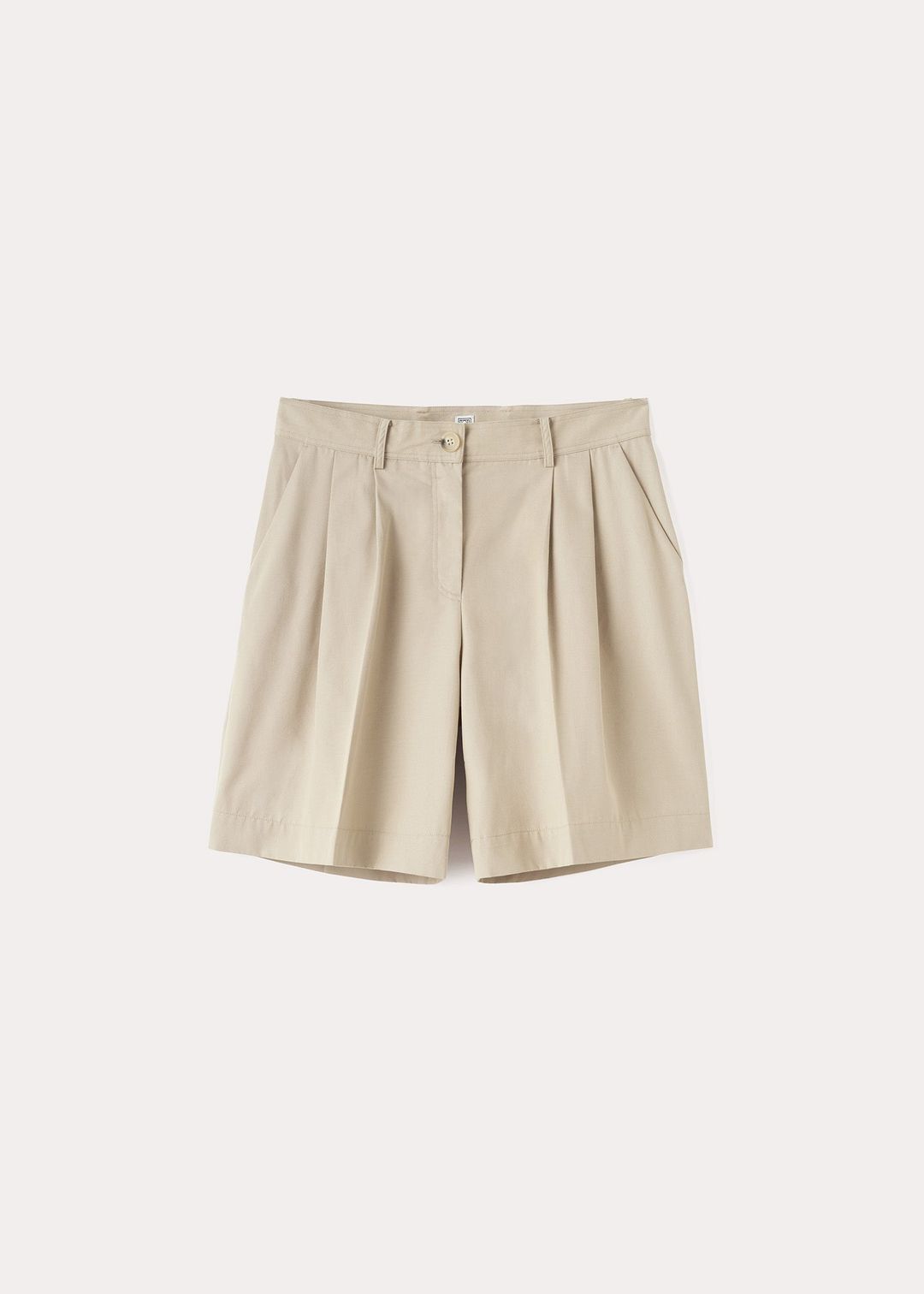 Pleated cotton-twill shorts overcast beige #5