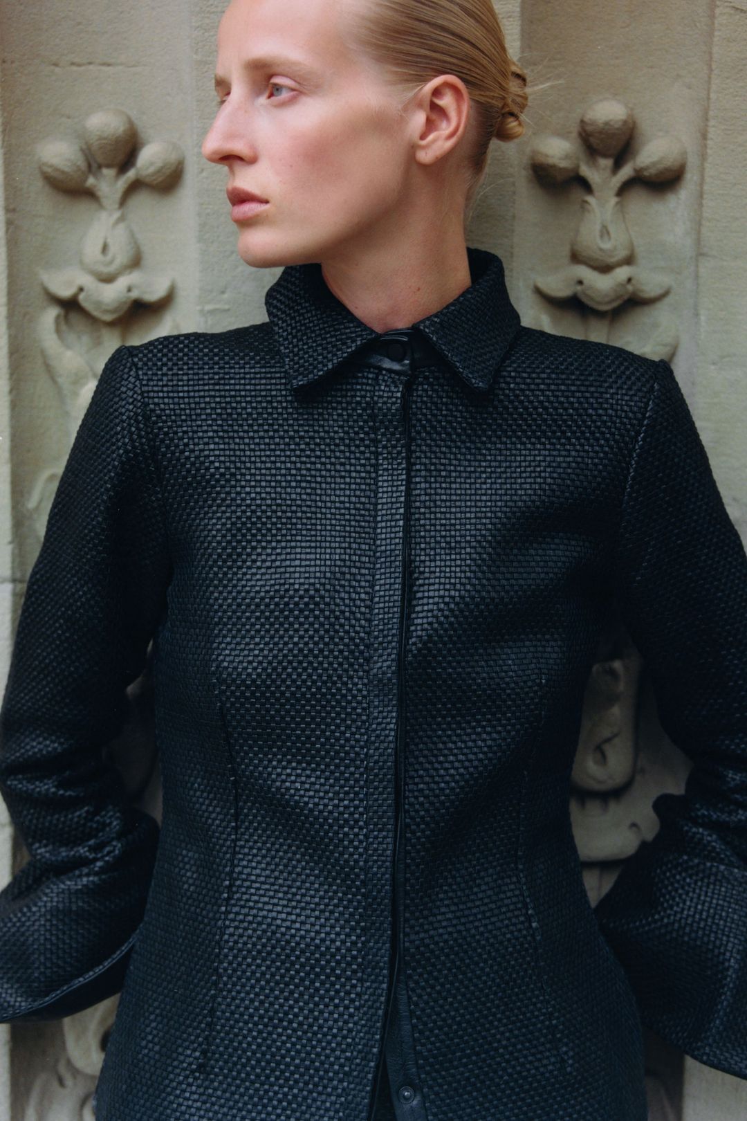 Woven Leather Shirt - Black #4
