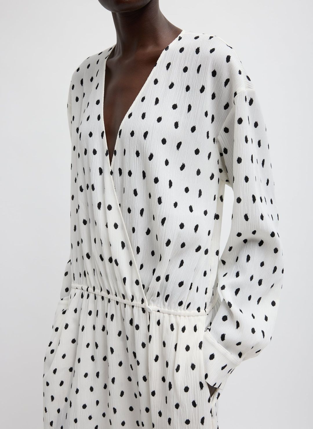 Scribble Dot Print Stretch Plisse Wrap Dress #5