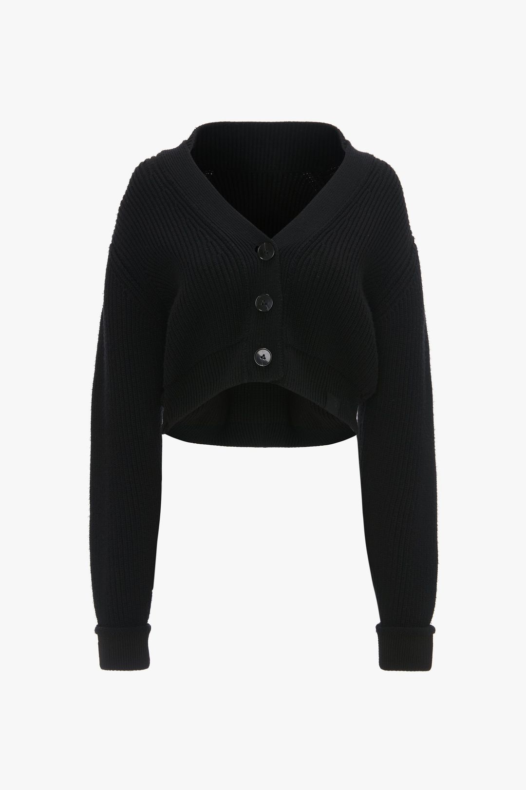 Cropped V-Neck Cardigan In Black #5