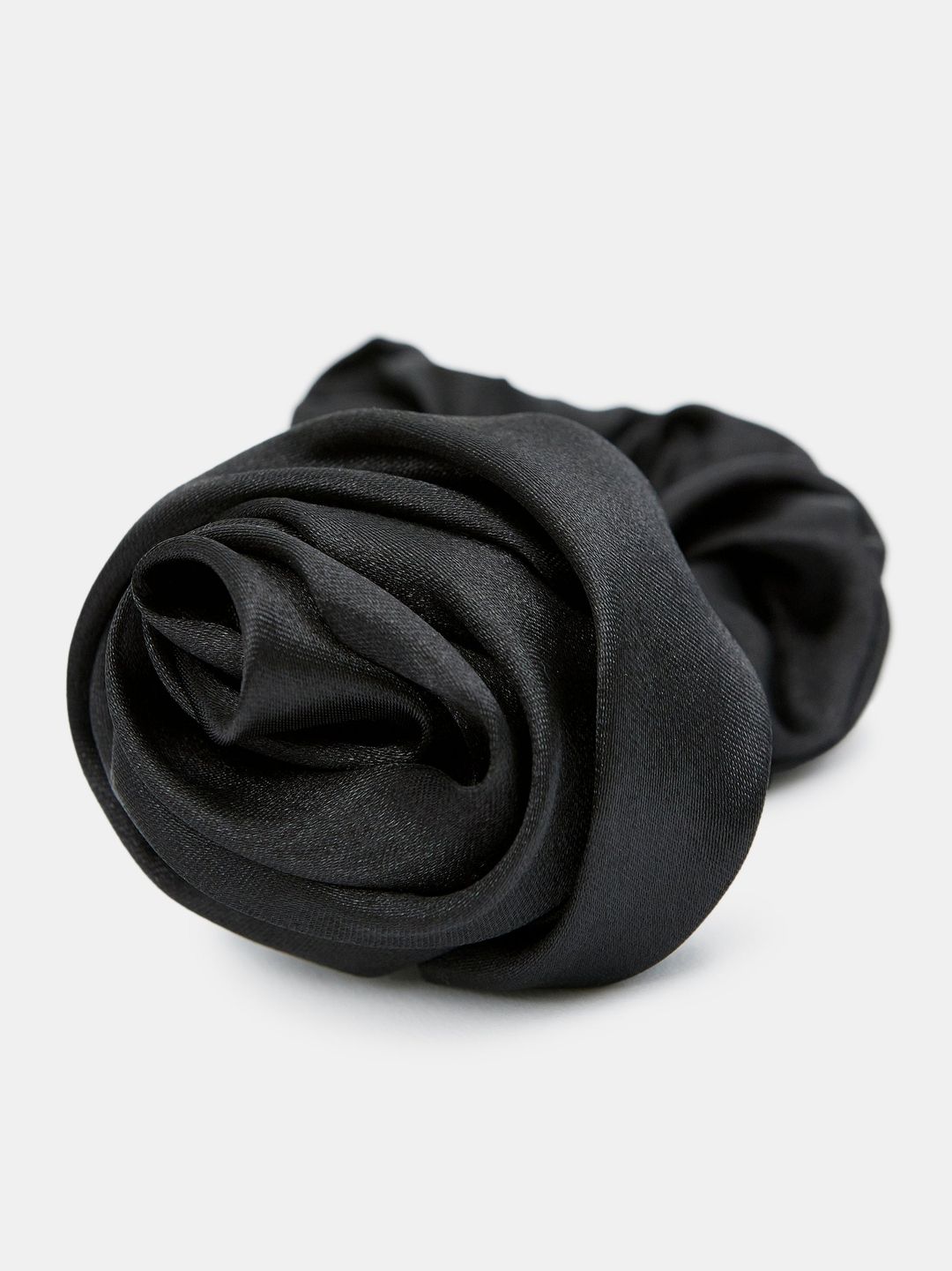 Satin Rose Scrunchie, Black