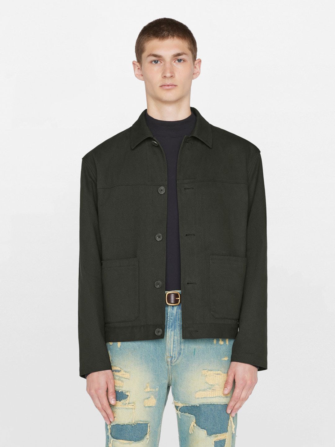 Lined Cotton Trucker Jacket -- Charcoal Grey #3