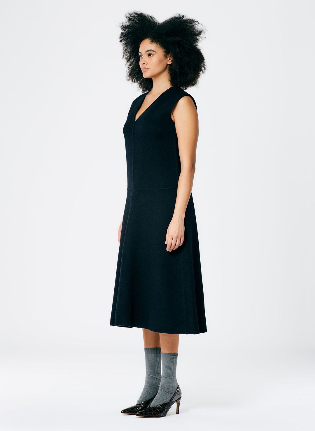 Luxe Double Faced Wool Angora V-Neck Dress #4