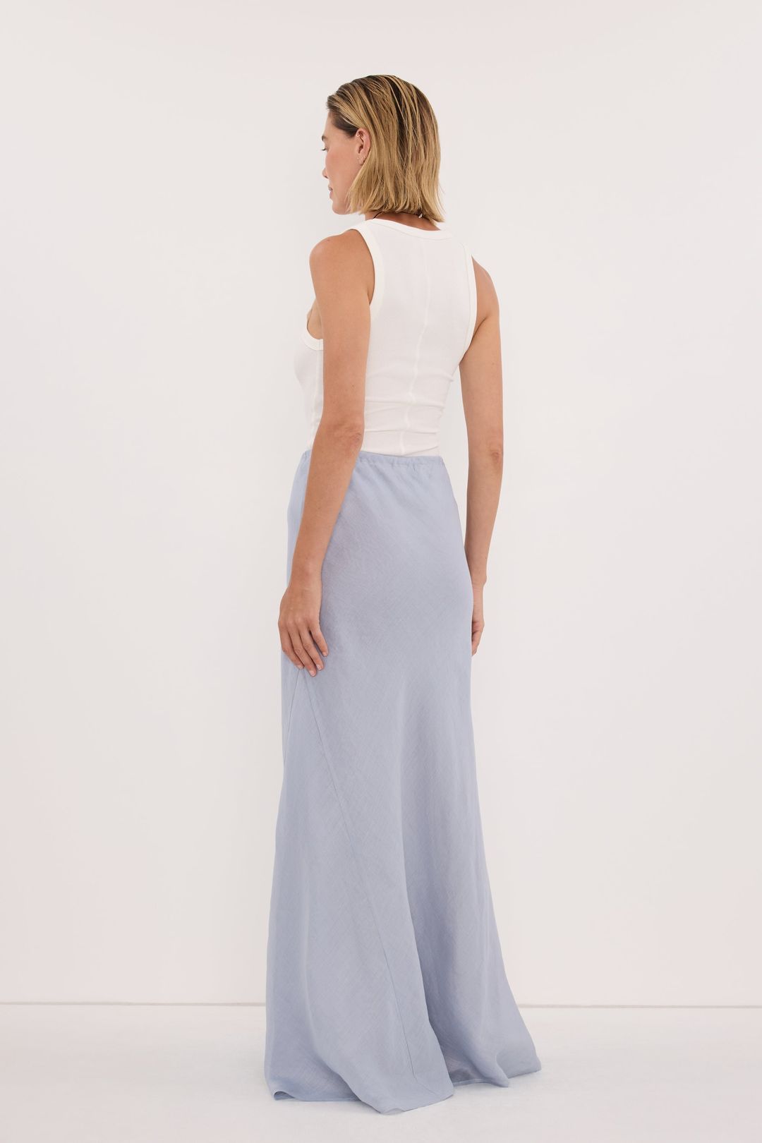 MAISON DUSTY BLUE RAMIE BIAS MAXI SKIRT #7