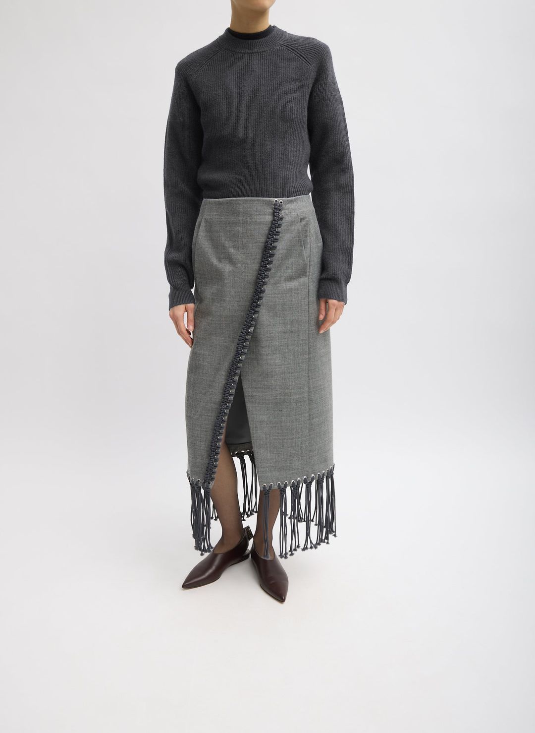 Techy Bonded Wool Crochet Trim Skirt