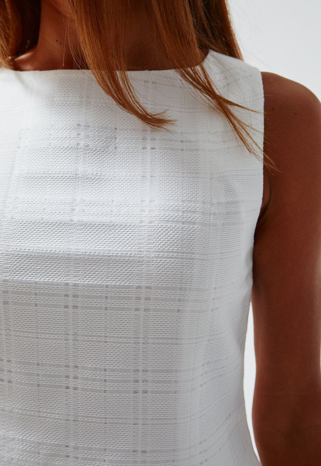 THE SCALLOP MINI DRESS w/shorts in WHITE AJOURE PIQUE COTTON #3