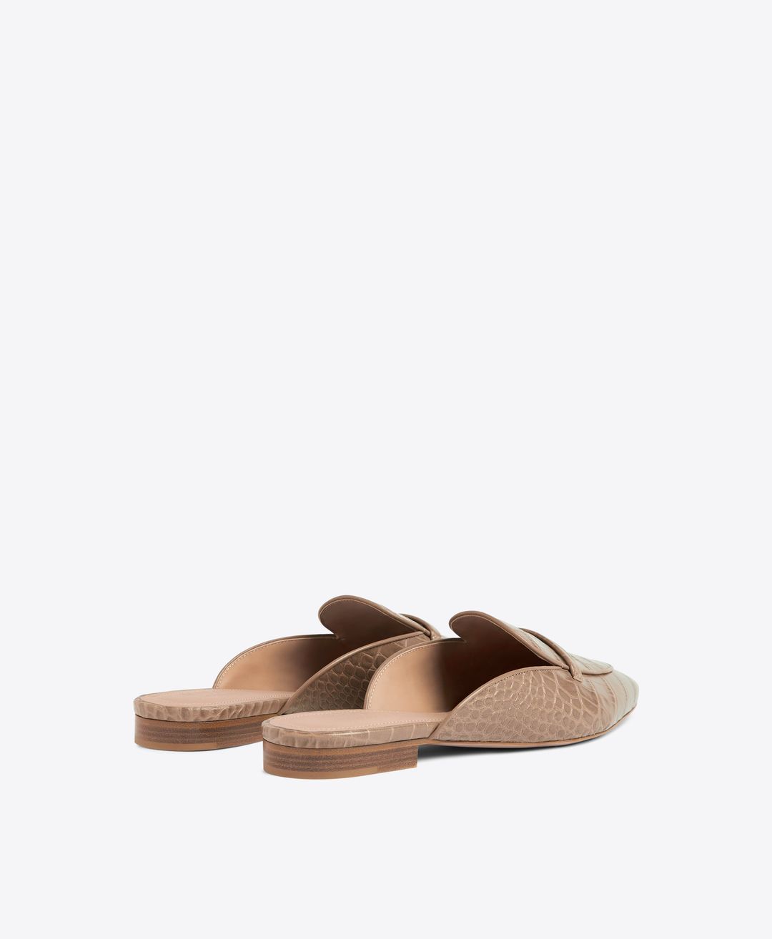 Berto Flat - Taupe Embossed Leather Flat Slides #3
